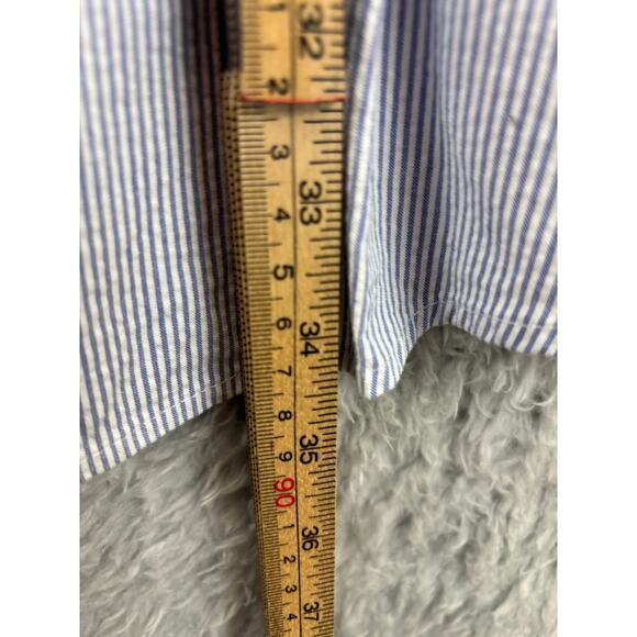 L.L. Bean Blue White Striped Button Down Shirt XL Tall 100% Cotton - Picture 7 of 8